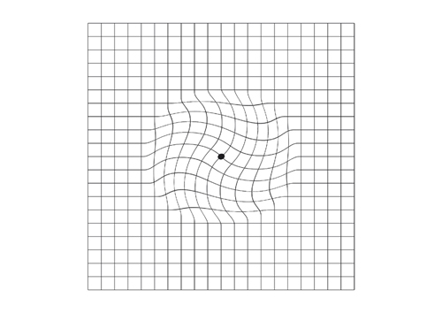 Grafik mit geraden Gitterlinien, die sich im Zentrum des Bildes wellenförmig verbiegen